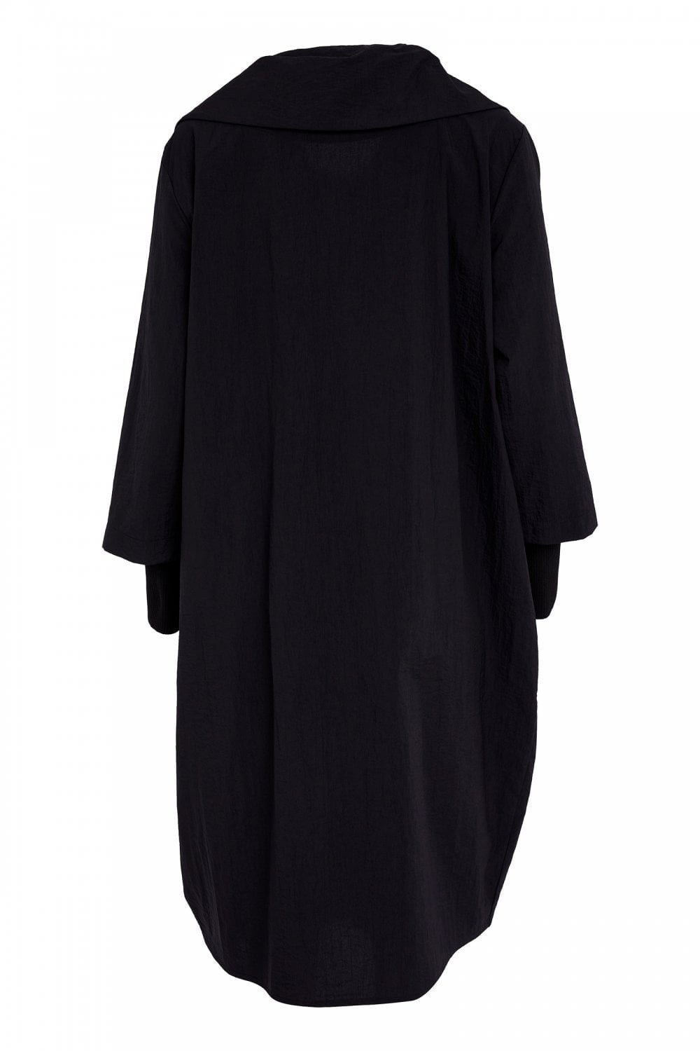 HOODED  COAT WITH POCKET TRIM | COL=BLACK