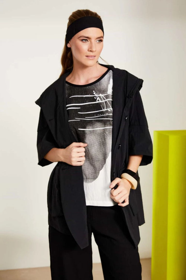 HOODED CROP SWING JACKET | COL=BLACK