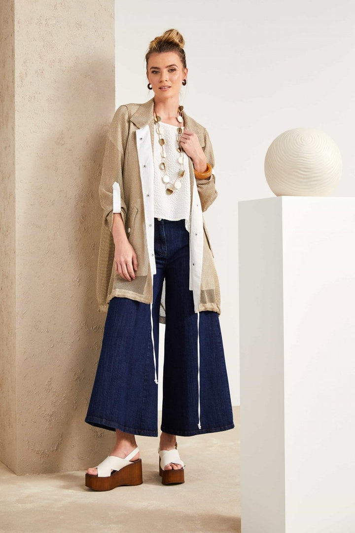 JACKET WITH CONTRAST TRIM | COL=FUDGE