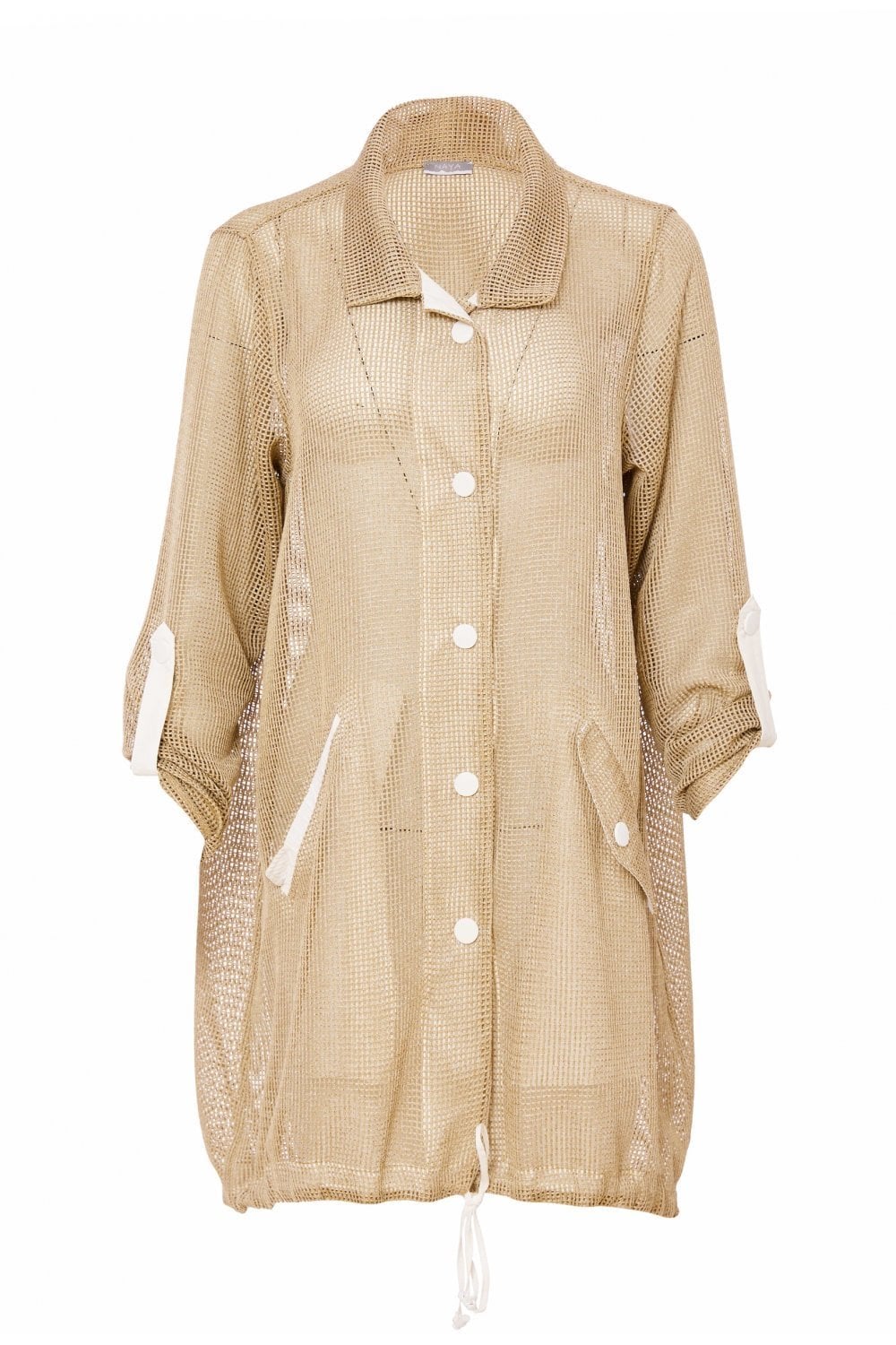 JACKET WITH CONTRAST TRIM | COL=FUDGE