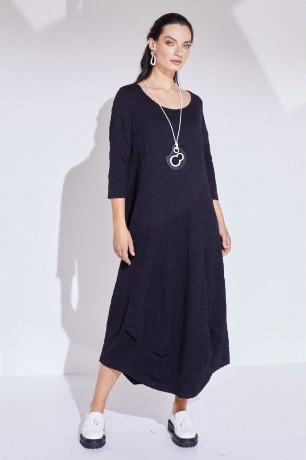 JACQUARD JERSEY DRESS | COL=BLACK