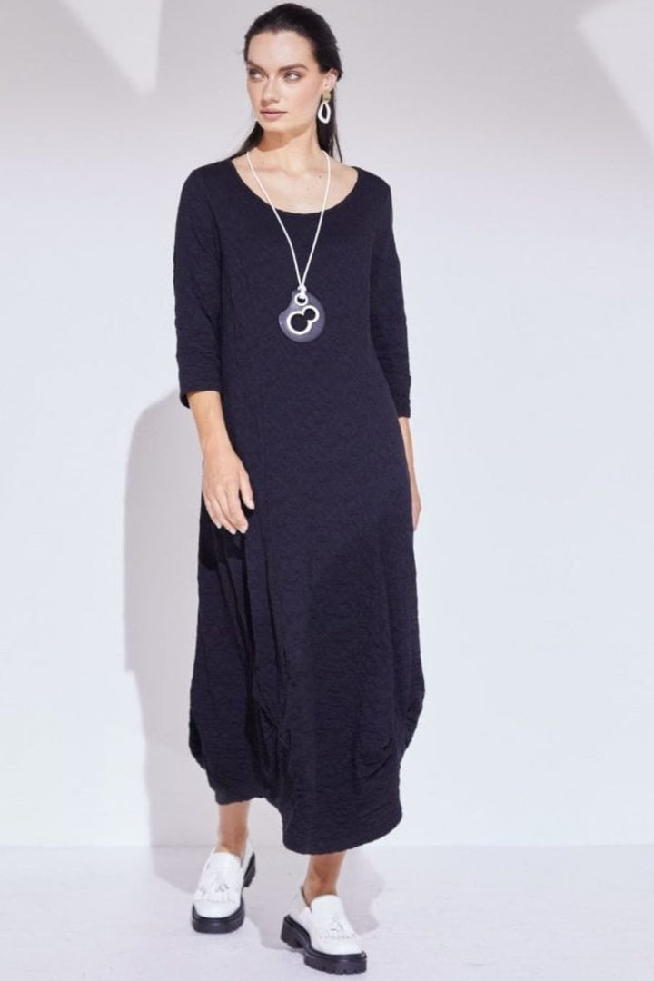 JACQUARD JERSEY DRESS | COL=BLACK