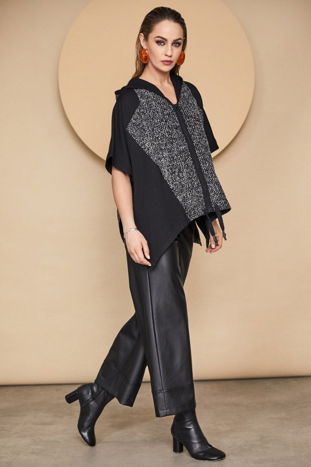JACQUARD KNIT HOODED TOP | COL=MIX