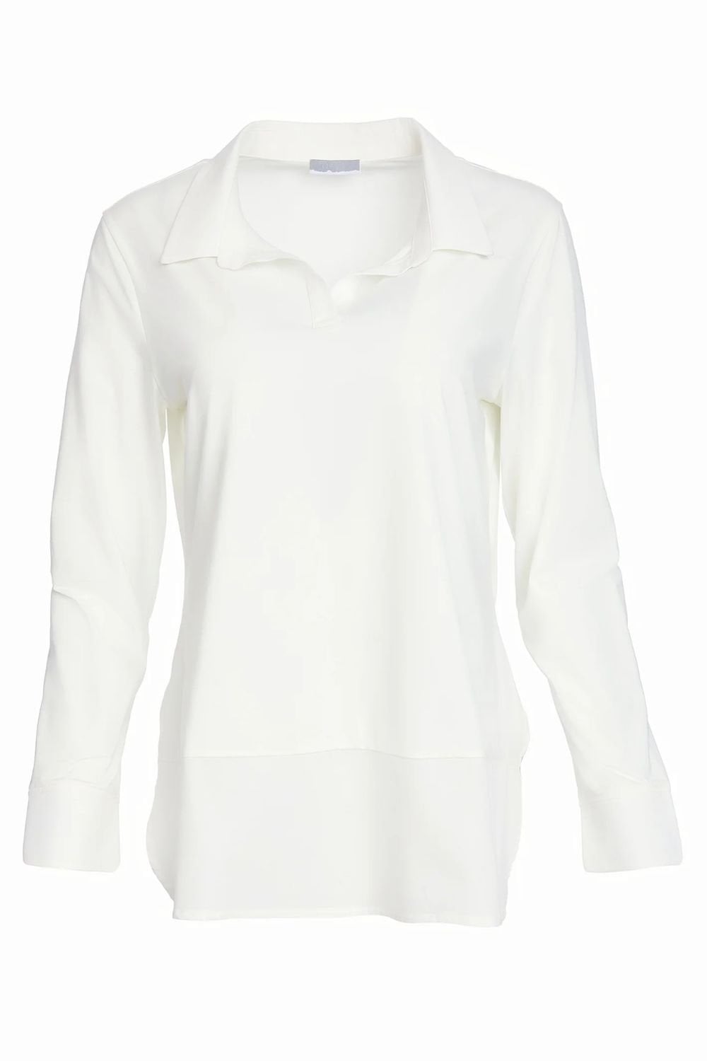 JERSEY LAYERING TOP WITH COTTON CUFF COLLAR | COL=WHITE