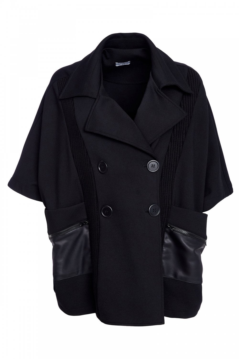 KNITTED PANELS JACKET | COL=BLACK