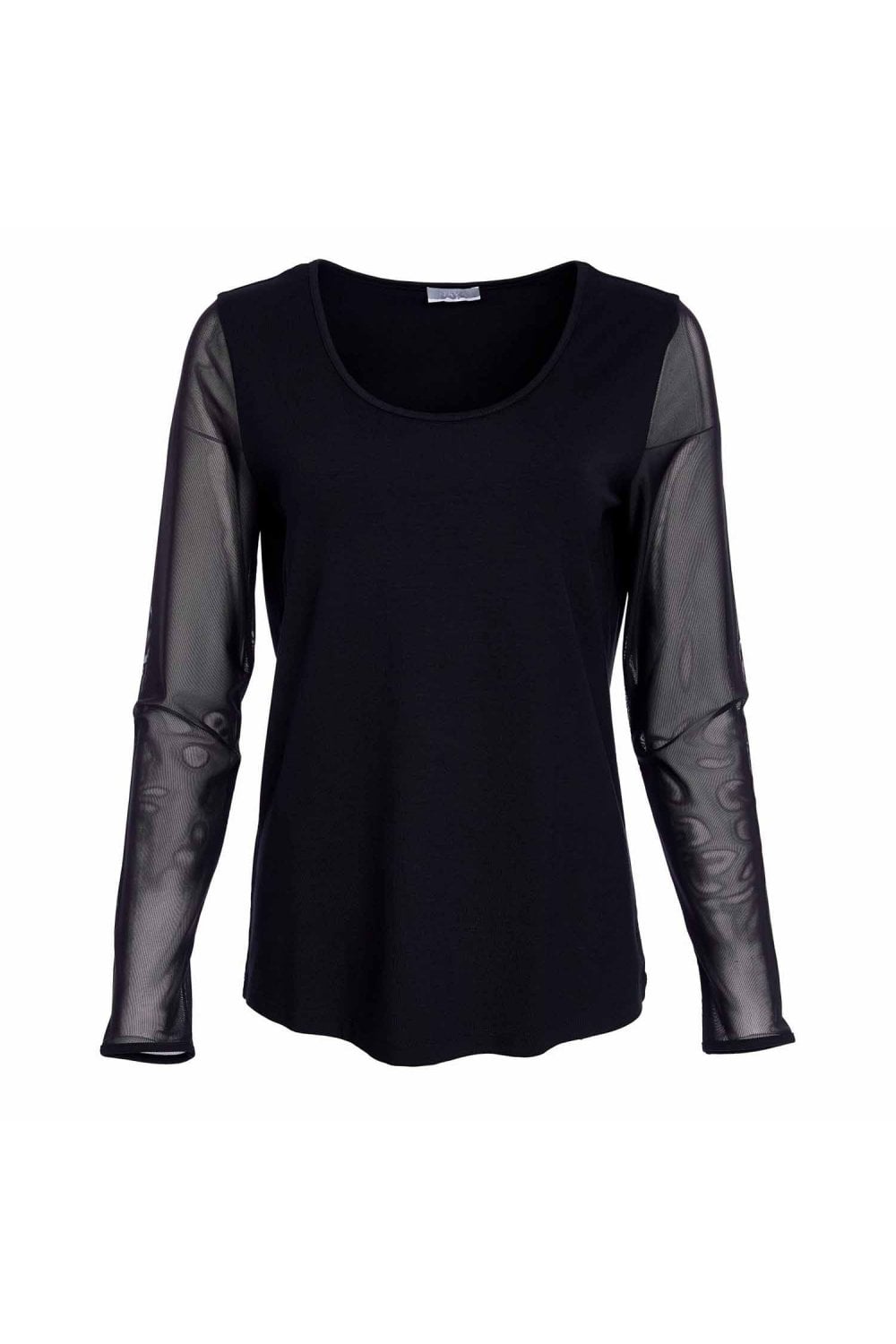LAYERING TOP WITH MESH SLEEVE | COL=BLACK