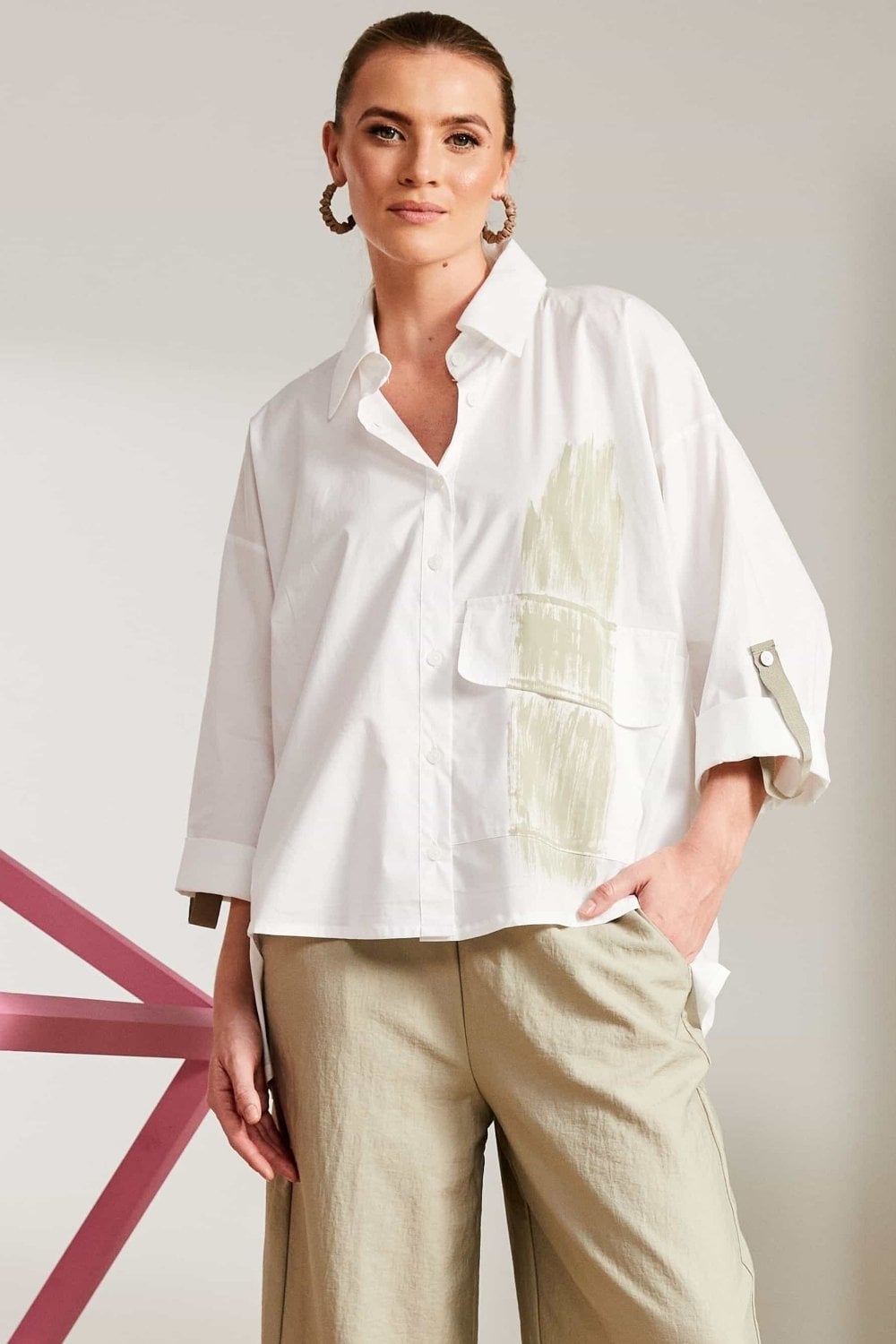 LONGLINE BRUSHSROKE SHIRT | COL=WHITE