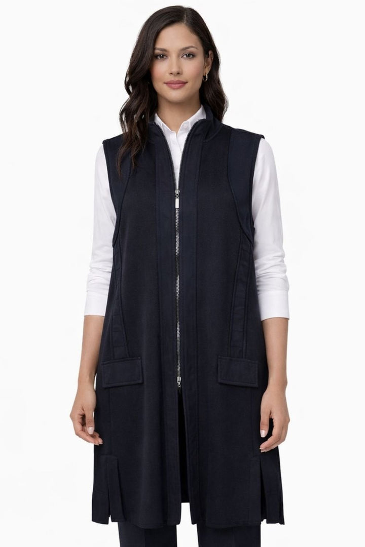LONGLINE CONTRAST PANELLED WAISTCOAT | COL=BLACK
