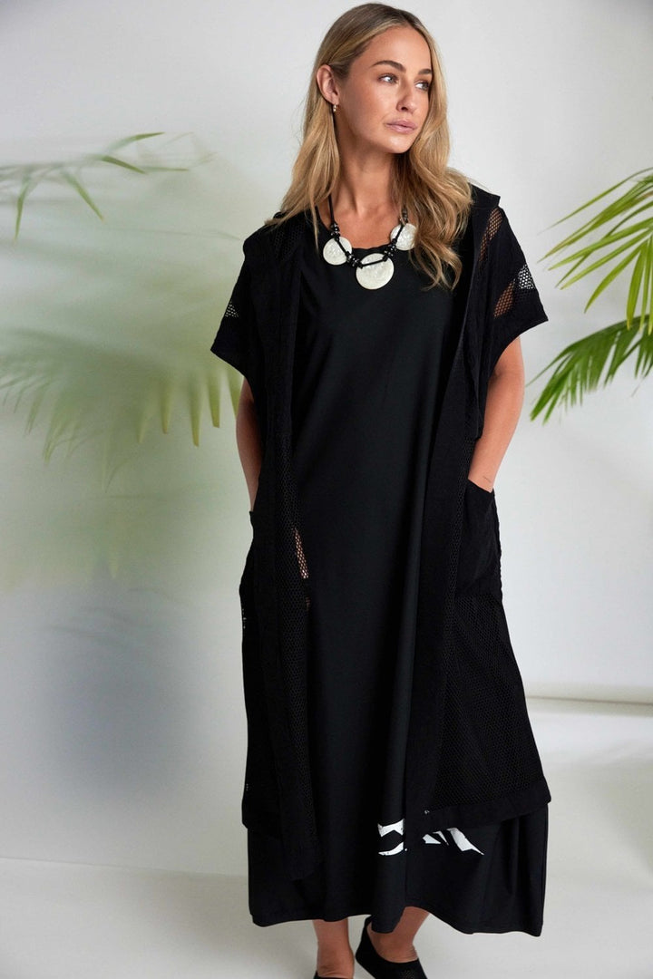 LONGLINE HOODED JACKET | COL=BLACK