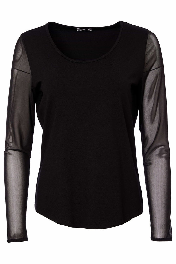 MESH SLEEVE LAYERING TOP | COL=BLACK