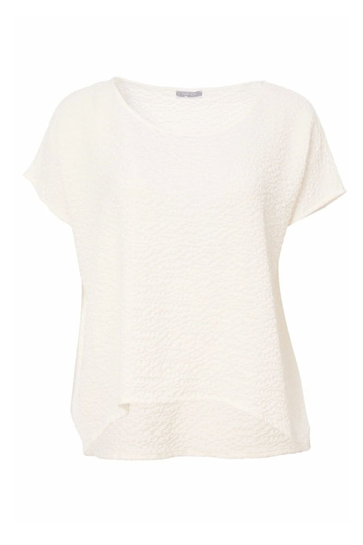 OVERSIZED ROUND NECK EMBOSSED TOP | COL=CREAM