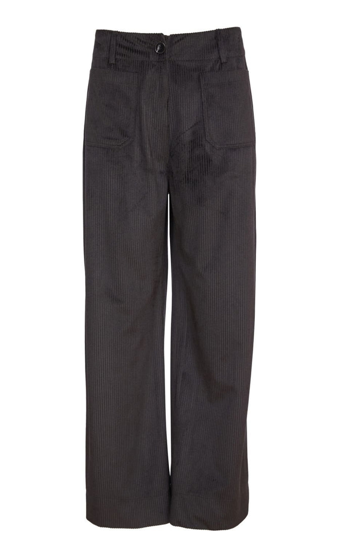 PATCH POCKET CORD WIDE LEG TROUSER | COL=BLACK
