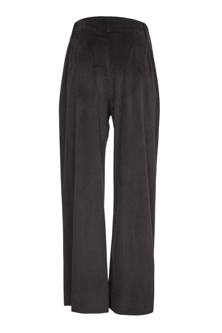 PATCH POCKET CORD WIDE LEG TROUSER | COL=BLACK