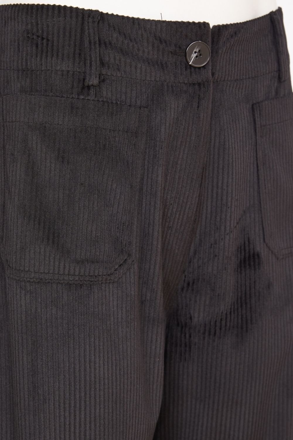 PATCH POCKET CORD WIDE LEG TROUSER | COL=BLACK