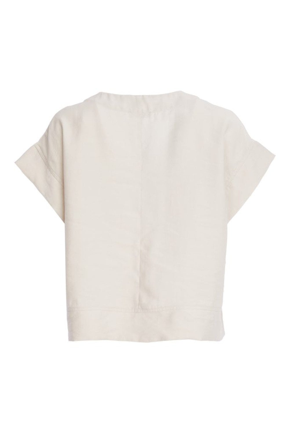 PATCH POCKET V NECK TOP BUTTON DETAIL | COL=ASH