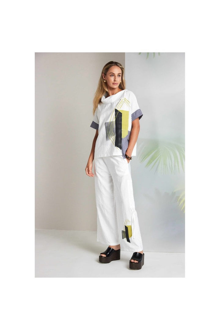PLACEMENT PRINT TOP WITH STRIPED SECTIONS | COL=MIX