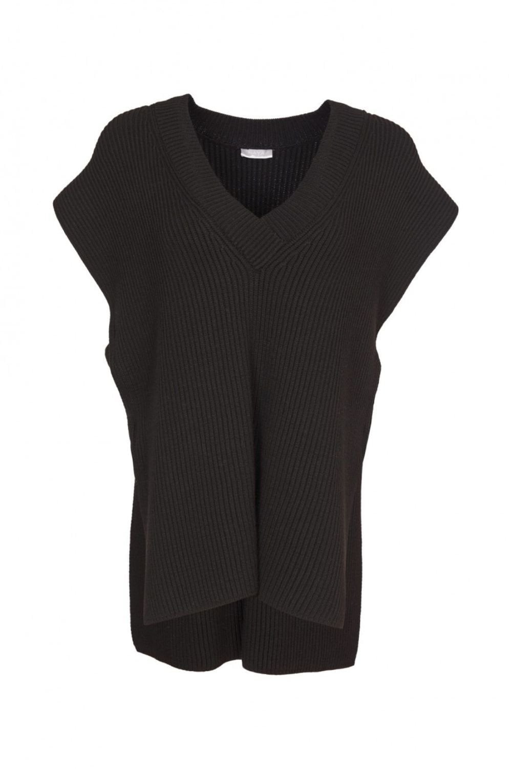 PONCHO WITH SIDE STRAPS | COL=BLACK