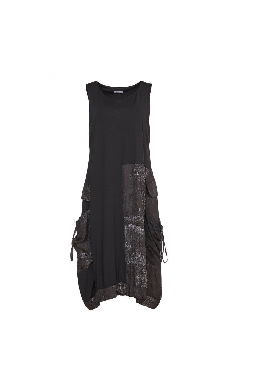 PRINT PANELSLEEVELESS DRESS | COL=BLACK