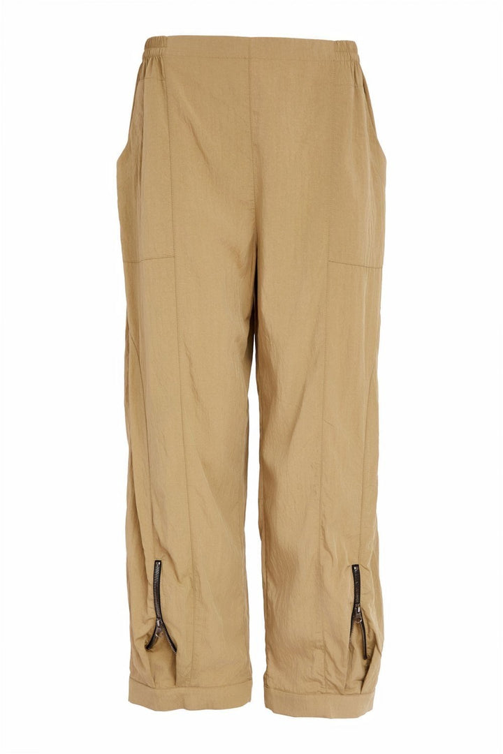 PULL UP TROUSER WITH ZIP DETAIL | COL=TAN