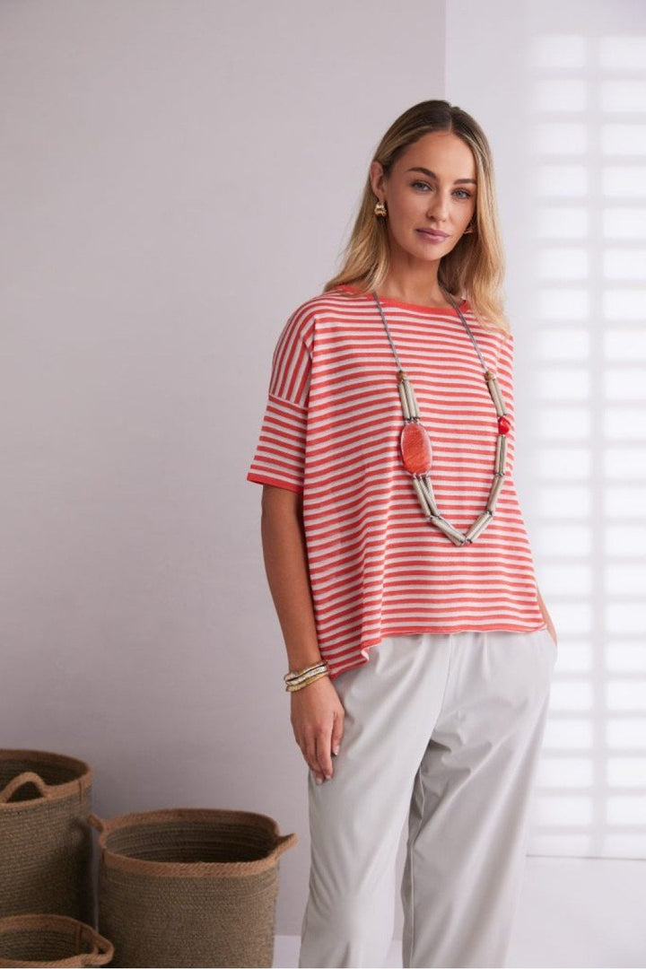 ROUND NECK KNIT TOP | COL=CAMELIA