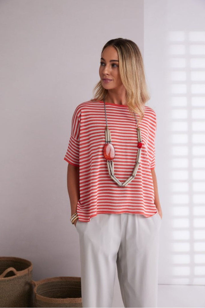 ROUND NECK KNIT TOP | COL=CAMELIA
