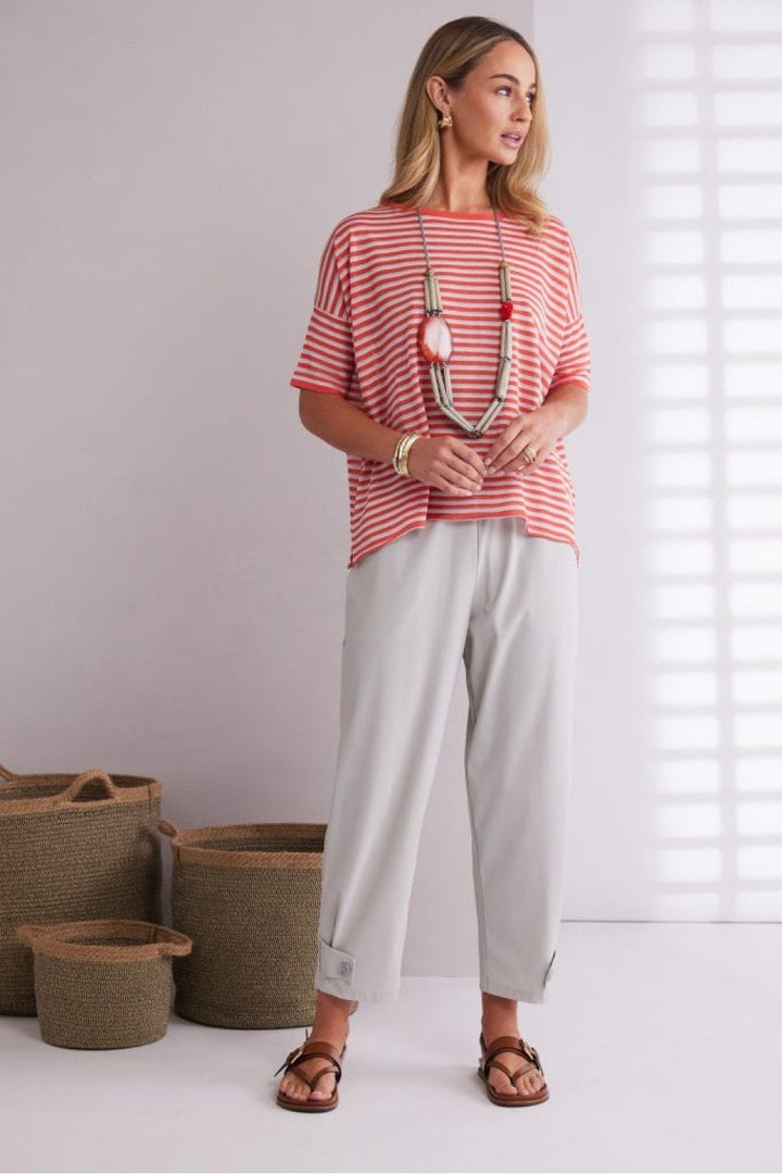 ROUND NECK KNIT TOP | COL=CAMELIA