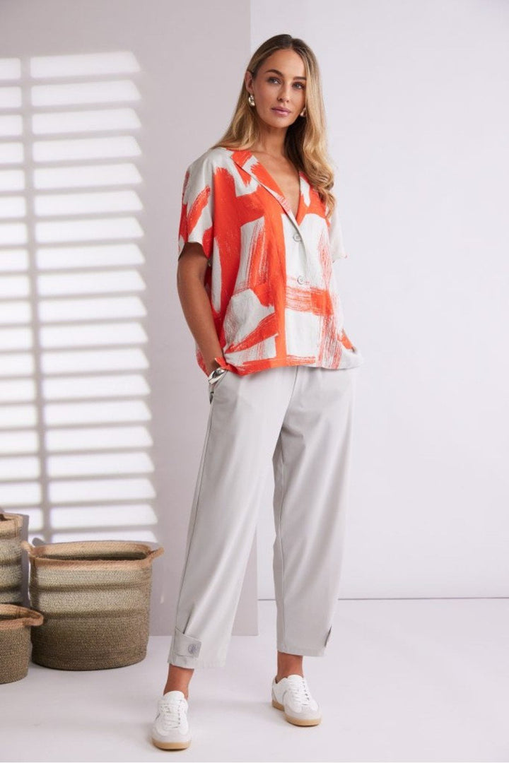 SLIM LEG TROUSER WITH TAB HEM | COL=ASH