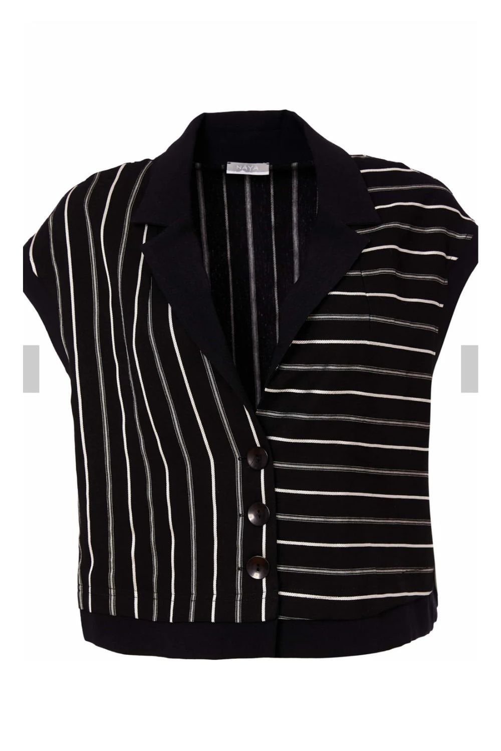 STRIPE WAISTCOAT WITH CONTRAST COLLAR | COL=BLACK/WHITE