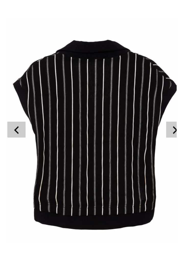 STRIPE WAISTCOAT WITH CONTRAST COLLAR | COL=BLACK/WHITE