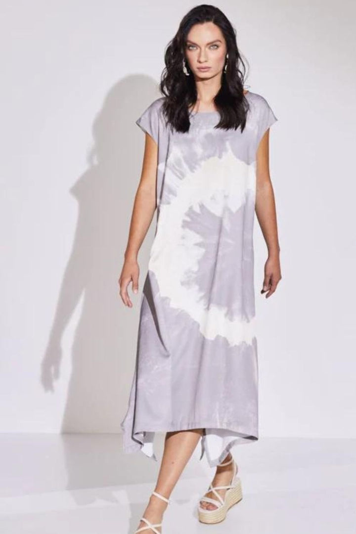 TIE DYE PLACEMENT DRESS | COL=MINK