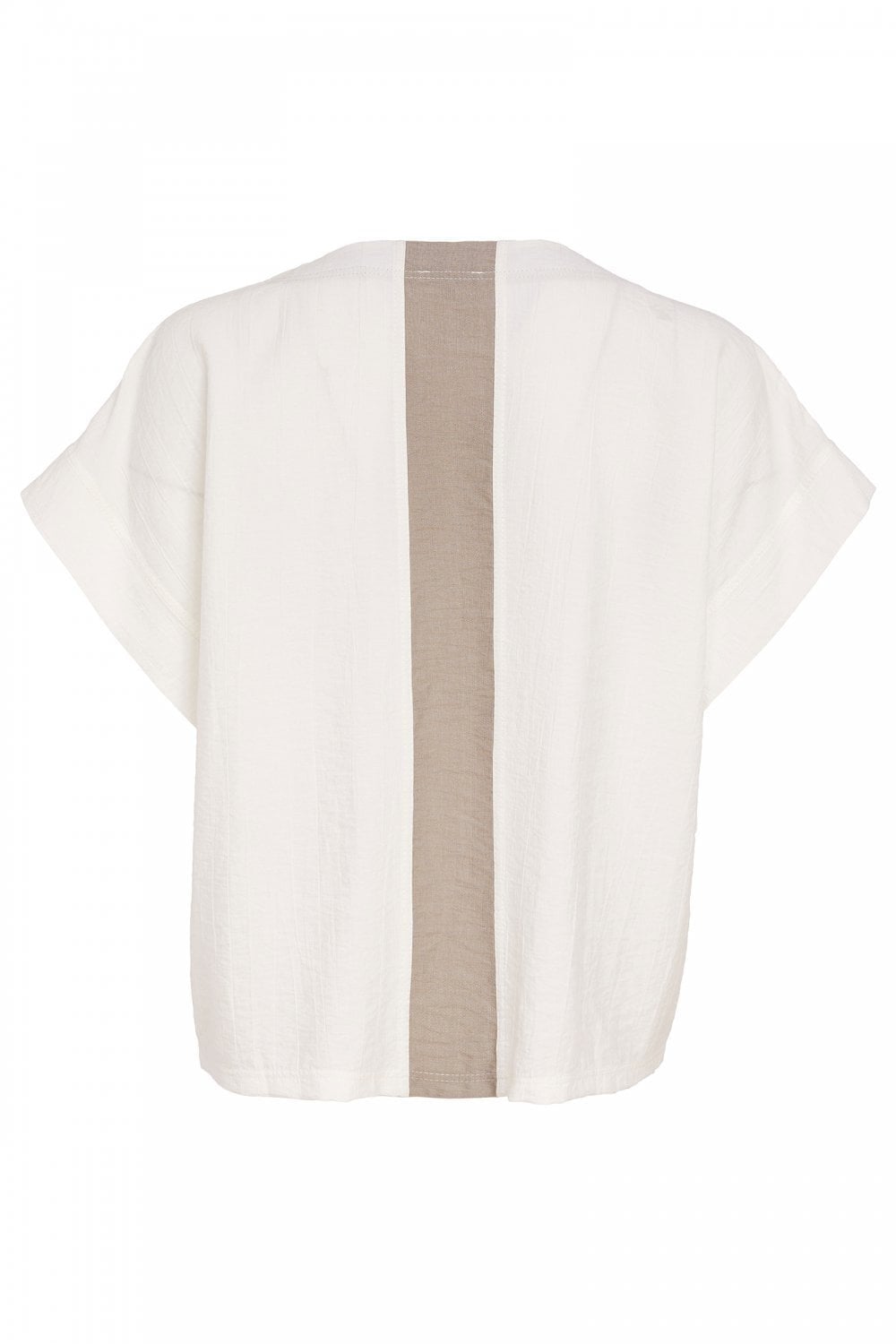 V NECK TOP WITH CONTRAST ZIP PANELS | COL=PEBBLE