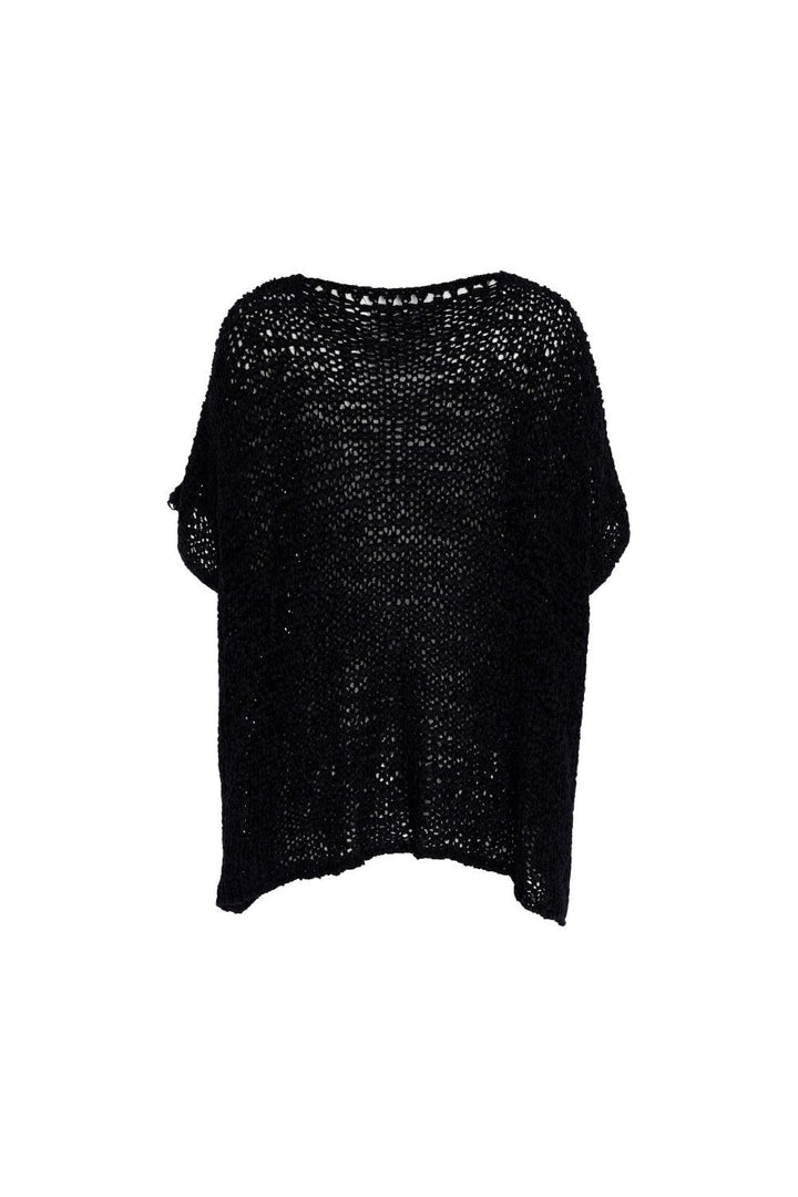 V NECK WAFFLE EFFECT KNIT | COL=BLACK