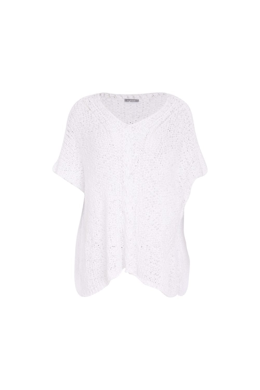 V NECK WAFFLE EFFECT KNIT | COL=WHITE