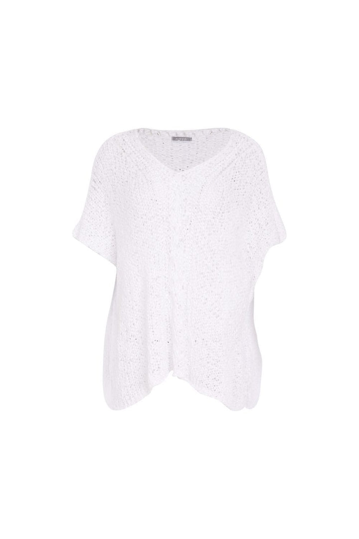 V NECK WAFFLE EFFECT KNIT | COL=WHITE