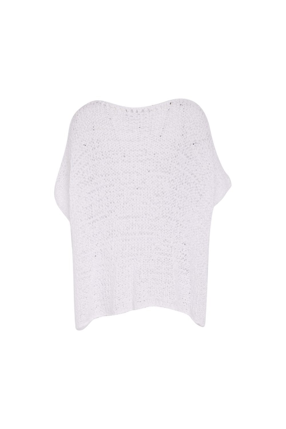 V NECK WAFFLE EFFECT KNIT | COL=WHITE