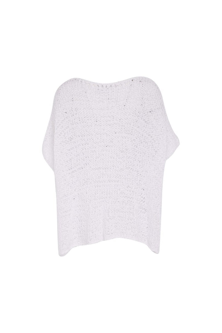 V NECK WAFFLE EFFECT KNIT | COL=WHITE