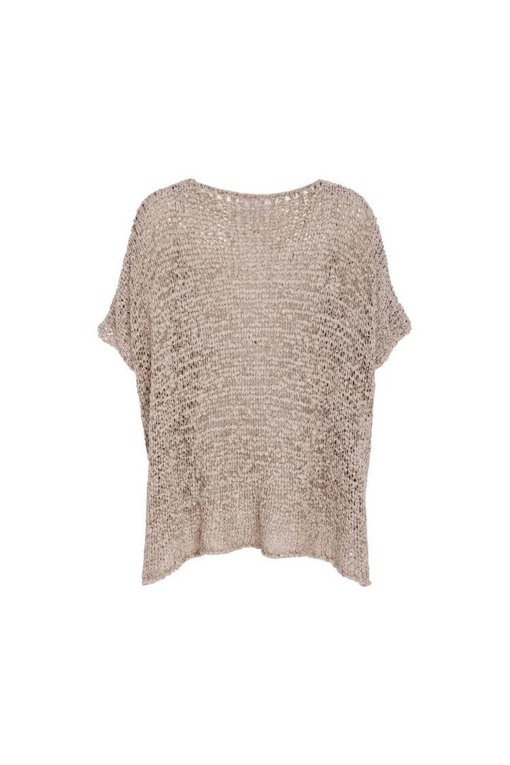 V NECK WAFFLE EFFECT KNIT | COL=TAUPE