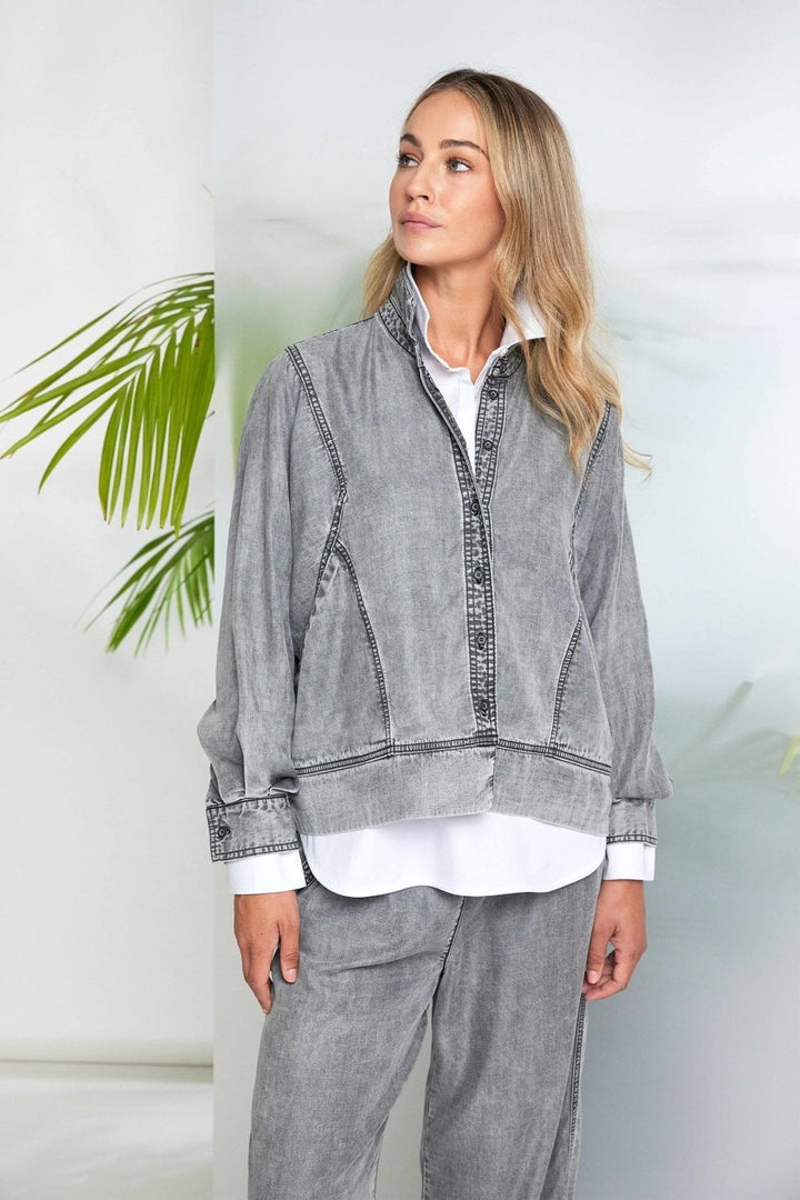WASHED EFFECT TENCIL JACKET | COL=GRANITE
