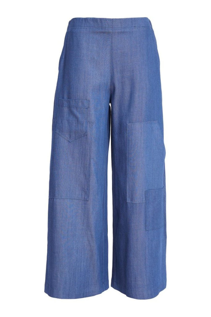 WIDE LEG DENIM LOOK TROUSER | COL=DENIM BLUE