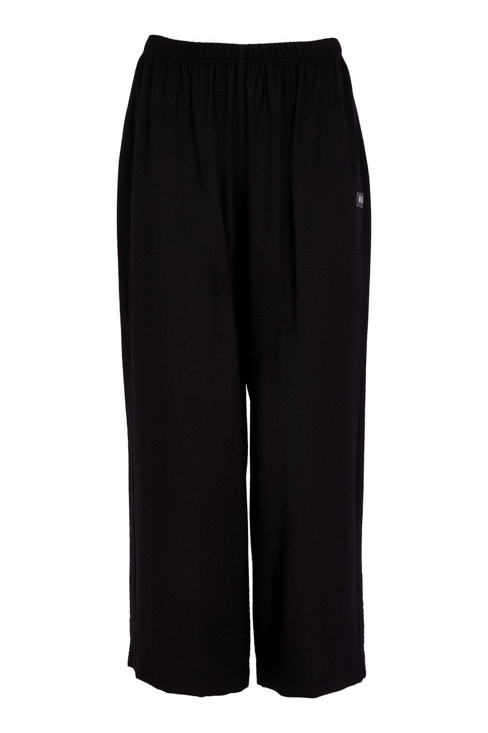 WIDE LEG TROUSER WITH ELASTICATED WAIST | COL=BLACK