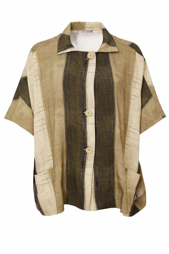 WIDE STRIPE SCRATCH PRINT JACKET | COL=ARMY