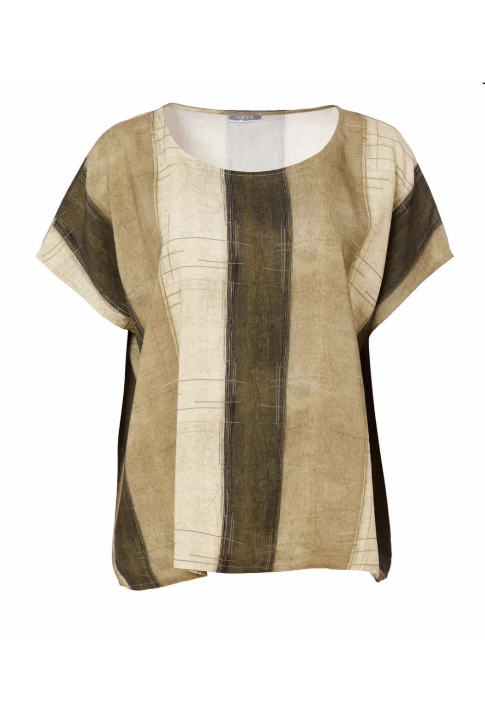 WIDE STRIPE SCRATCH PRINT TOP | COL=ARMY