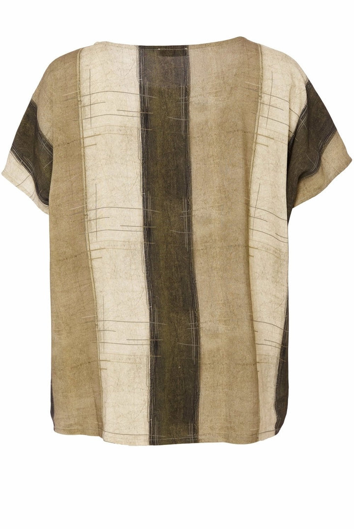 WIDE STRIPE SCRATCH PRINT TOP | COL=ARMY