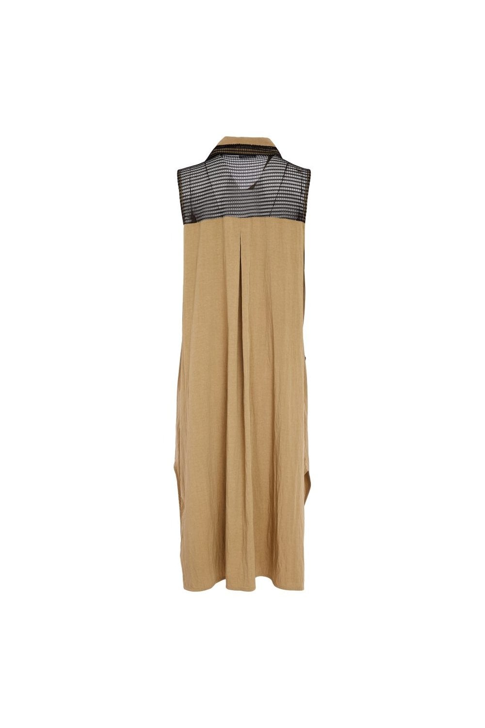 ZIPPED LONGLINE WAISTCOAT WITH CONTRAST POCKET | COL=TAN