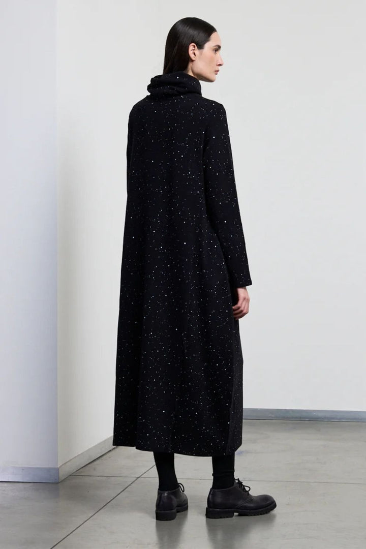 TURTLE NECK LONG DRESS | COL=NERO