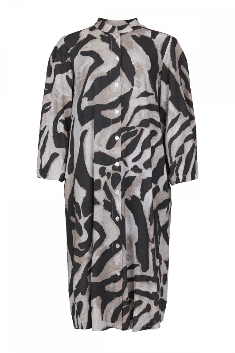 ANIMAL PRINT SHIRT DRESS | COL=SAND