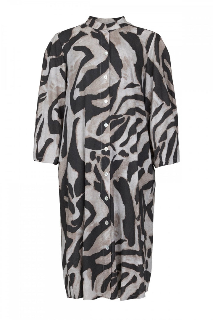 ANIMAL PRINT SHIRT DRESS | COL=SAND