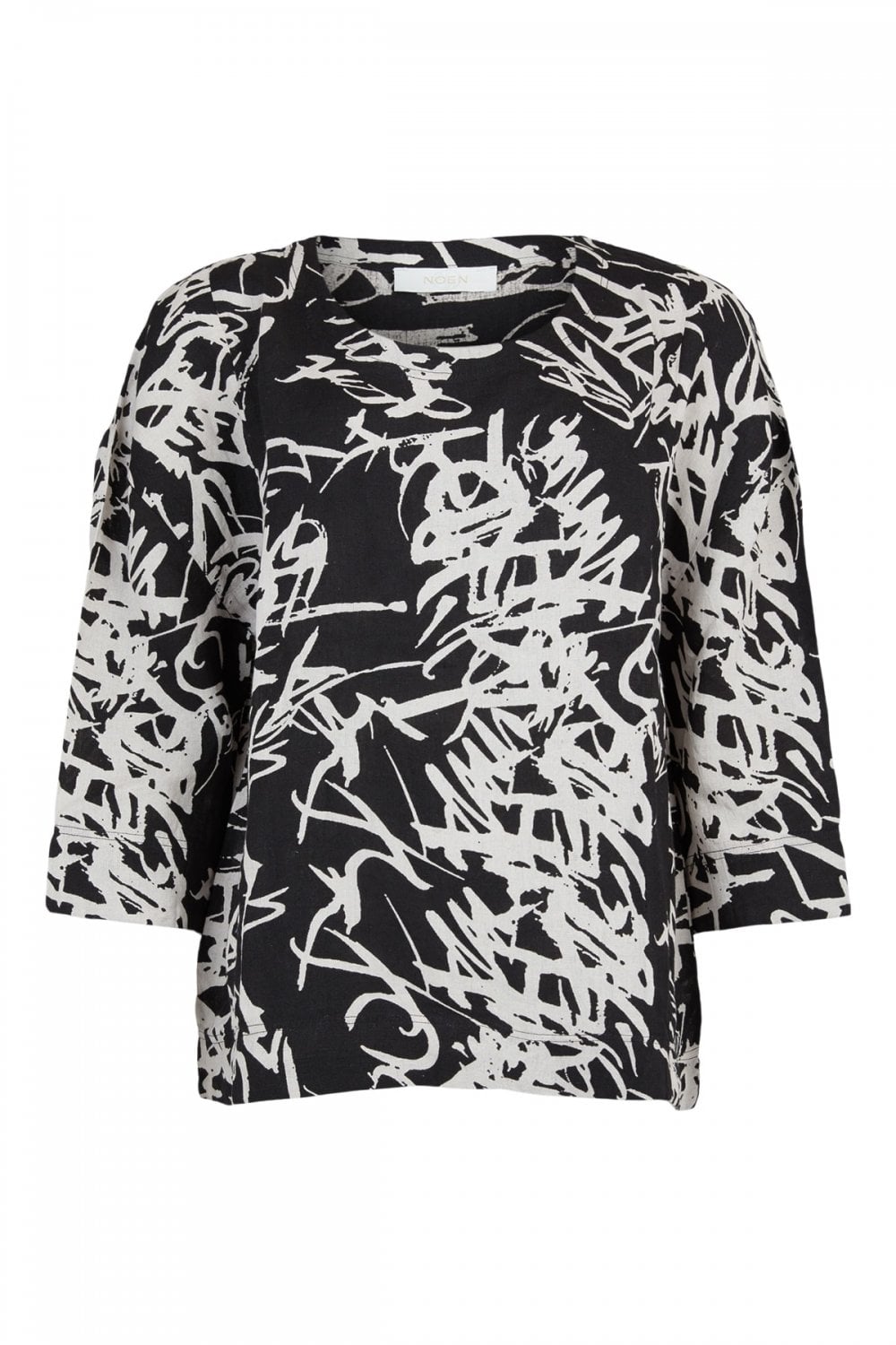BOXY LINEN TOP | COL=BLACK