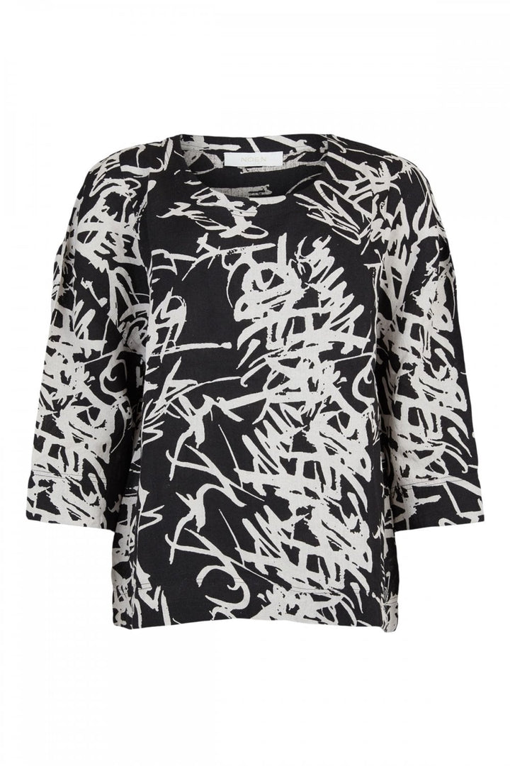 BOXY LINEN TOP | COL=BLACK