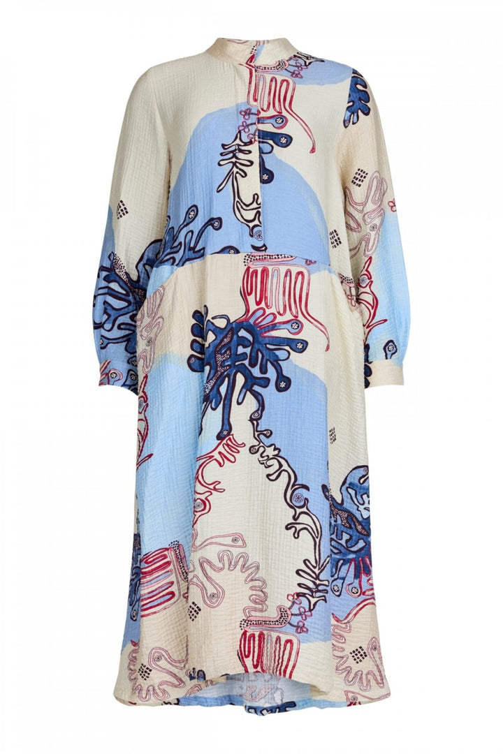 CORAL PRINT DRESS | COL=PALE BLUE